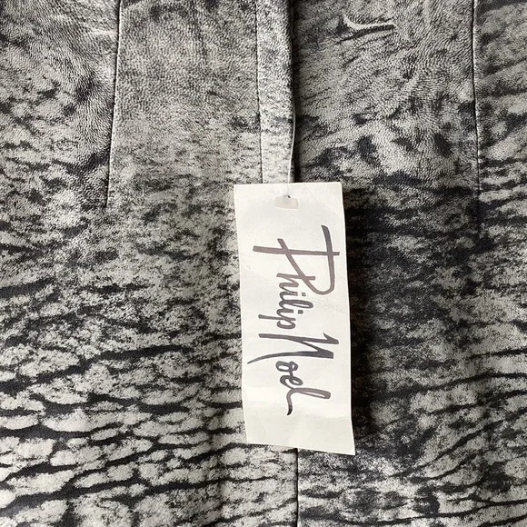 Vintage Phillip Noel Skirt Womens XS Grey Leather Abstract Print Pencil Retro - Picture 2 of 6